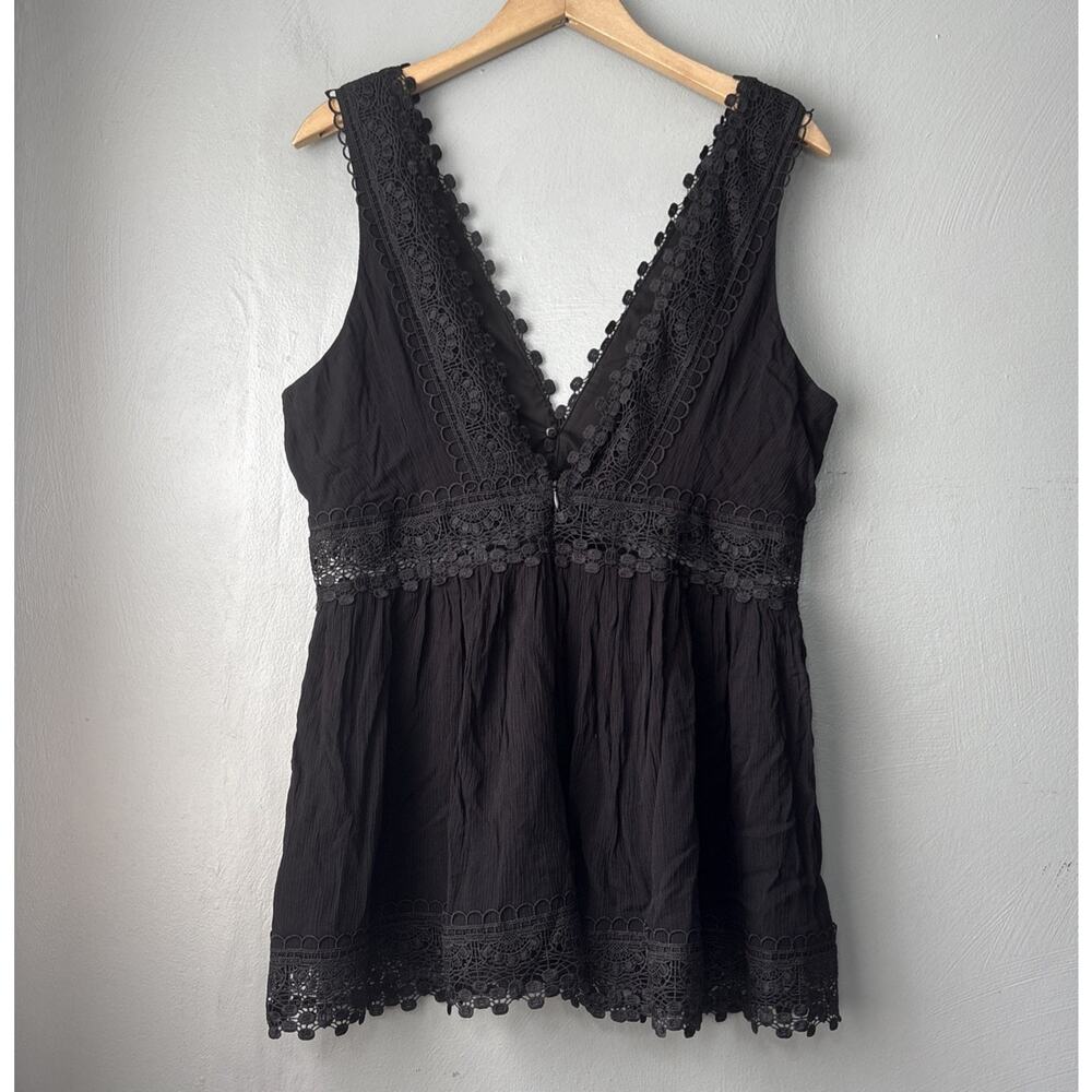 Venus Babydoll Top Sz 14 Black Sleeveless Lace Dark Romantic Whimsigoth Coquette - Picture 4 of 11
